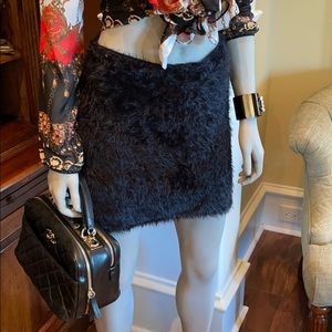 Black J. McLaughlin furry mini skirt